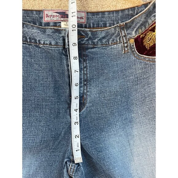 Vintage 90s Y2K Mid Rise Bootcut Relaxed Fit Embroidered Pockets Denim Jeans - Picture 10 of 12